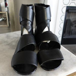 Aminah Abdul Jillil black leather ankle sandal